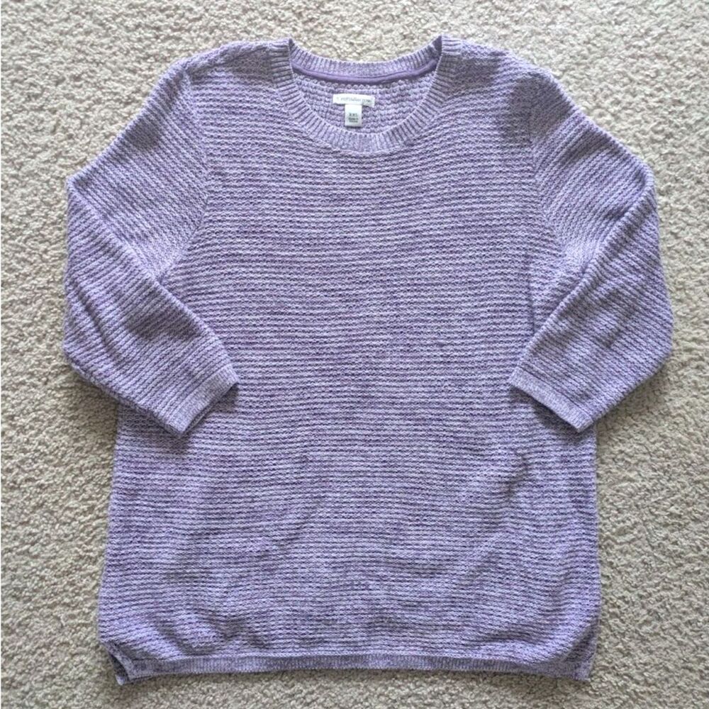 Croft & Barrow Lilac Purple Cotton 3/4th Sleeve Knit Sweater Sz XXL